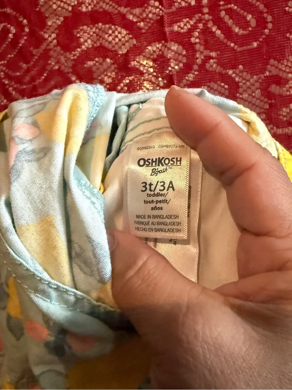 Oshkosh B’gosh Toddler Girls 3T Lemon Floral Print Shortalls Overalls